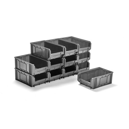 Sichtlagerkasten APART, 485 x 300 x 190 mm, grau, 12 Stk./Packung