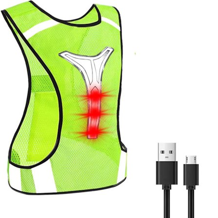 Sikkerhetsvest, refleksvest med lys, sikkerhetsvest, sykling, refleksvest