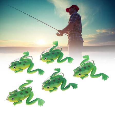 Froskelure - Myk og naturtro naturgummibåt med krok for fiske 5 stk 3g grønn