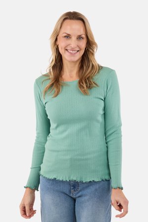 JENSEN - Langærmet T-shirt - Mintgrøn - Ribbet