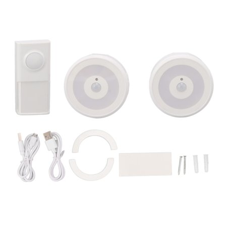 Trådløs vanntett dørklokke med 58 melodier, bevegelsessensor, USB-drevet smart hjemmeenhet, hvit