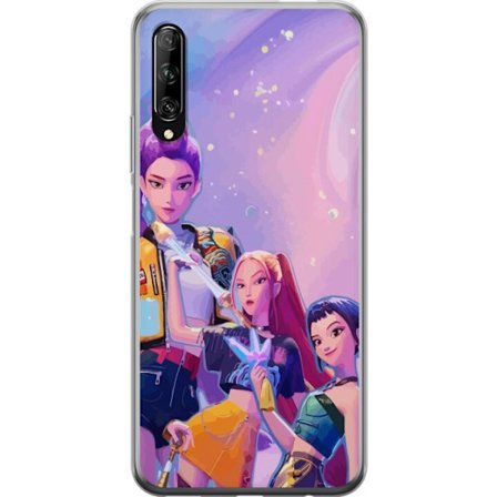 Kompatibelt Mobildeksel til Huawei P smart Pro 2019 Futuristiske popdamer i neonfarger med magiske detaljer mot en drømmeaktig galaksebakgrunn
