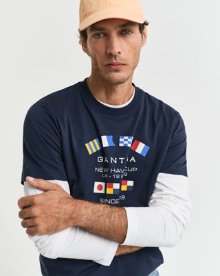 GANT - Grafisk t-skjorte til herre evening blue
