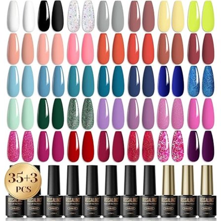 38 st Semi-permanent Nagellacksats, 35 Färger Röd Vit Nude Svart Glitter Höst Semi-permanent UV Nagelgel
