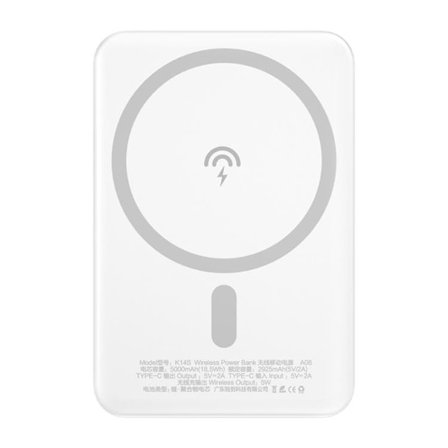 Dudao Magsafe Trådlös Powerbank 5W 5000mAh - Valkoinen