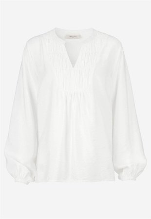 Freequent - Vävd blus med rynkdetaljer - offwhite - för damer - L (42) - Cellbes