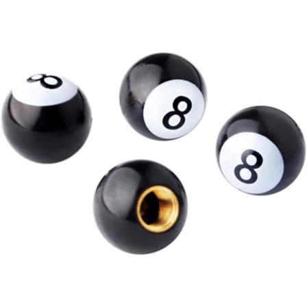 4-pack biljardkulsventilkåpor i svart, 8-formad sfär