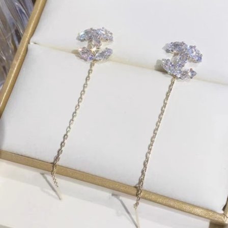 C-bokstavsøreringer Diamant Perleøredobber Cc Klassiske Øredobber Gaver