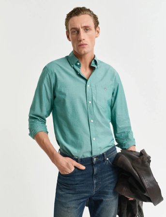GANT Reg Classic Poplin Shirt - Green - XL