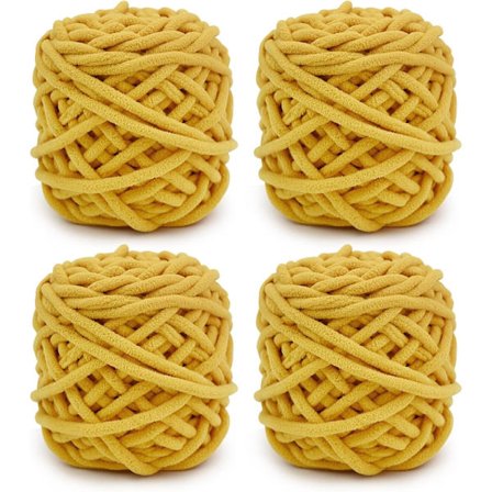 Garn 4 x 100g Flerfärgat Garn för Virkning, Mjukt Tjockt Garn, Gult