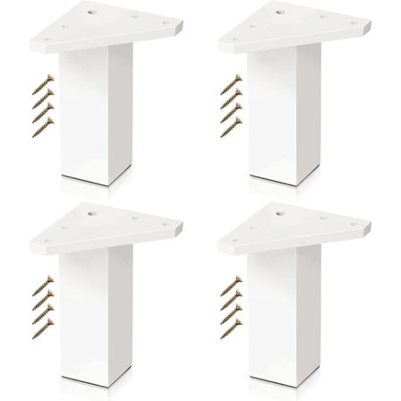 Vita Møbelben - Sett med 4, Skruer Inkludert - Høyde: 10 cm - DIY Bordben