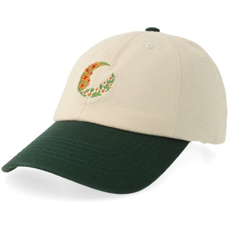 Hatstore - Beige unconstructed Keps - Flowers Stone/Dark Green Washed Dad Cap @ Hatstore