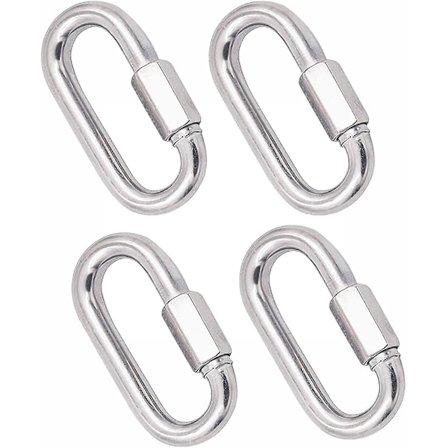 4 stk. Karabiner Heavy Duty 304 Rustfrit Stål M8 Karabiner Snap Hook Gauge Stål Karabine Svingbar