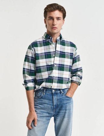 GANT Reg Classic Oxford Check Shirt - Green - S