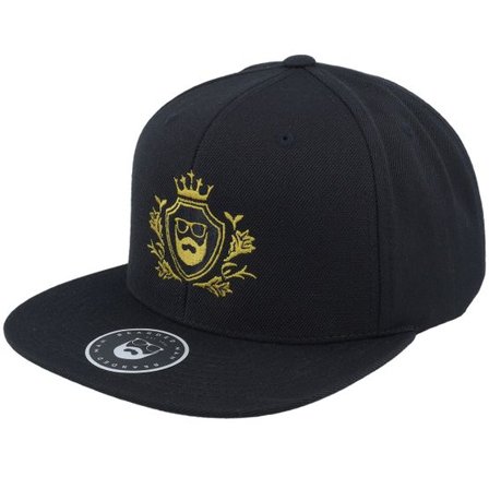 Bearded Man - Svart snapback Keps - Golden Crest Black/Gold Snapback @ Hatstore