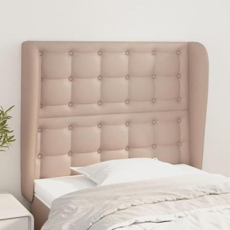 Vidaxl Huvudgavel Med Kanter Cappuccino 93x23x118/128 Cm Konstlä Brun