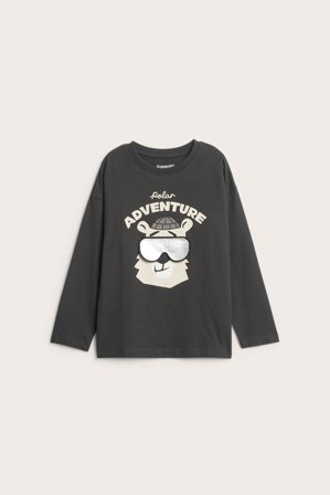 Kappahl | T-shirt z długimi rękawami, z aplikacją | Czarne