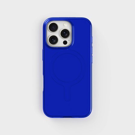 Cobalt Blue CLRPRTCT Case, Circular Blue Tinted Transparent Case, iPhone 16 Pro