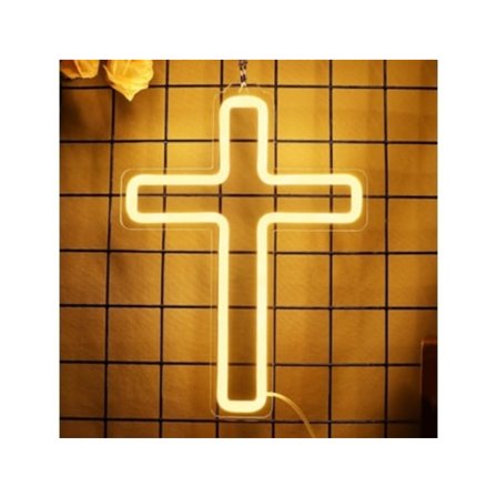 Jesus Kors Neon LED Neon Vegglampe, Nattlys, Egnet for Kristne Julehjem Dekorasjonsgave. Beijiyi