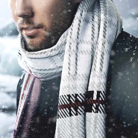 Dark Grey and Red Recycled Cotton Plaid Scarf for Men - Winter Scarves