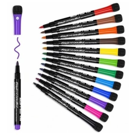 12-pack Magnetiska Whiteboardpennor med Sudd