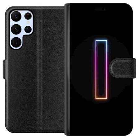 Kompatibel Tegnebogsetui til Samsung Samsung Galaxy S22 Ultra 5G Minimalistisk neonbogstav I i regnbuefarver mod mørk baggrund