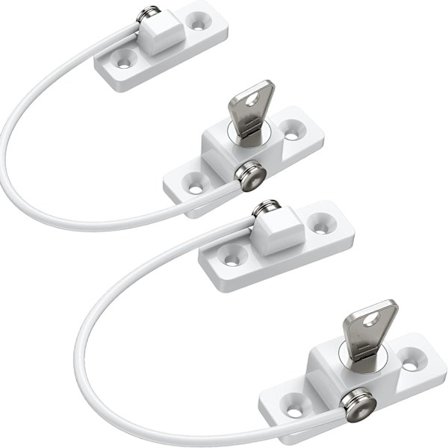 Børnesikret Vindue, 2 stk. Børnesikring Vindue Beskyttelse Zink Legering PVC Børnesikret Vindue Blok med Skruer og Nøgler, til Vindue Døre - Hvid