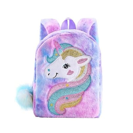 Mini Yksisarvinen Reppu Tyttö Lapsille Pehmoinen Kaksinkertainen Olkalaukku Matka Välipala Reppu Violetti