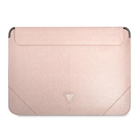 Guess Saffiano Triangle Logo-taske til en 16" bærbar computer - pink