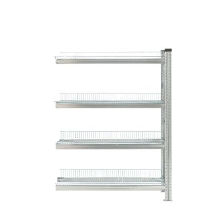 Regalsystem TRANSFORM, Anbaumodul mit 4 Gitterböden, 1576 x 900 x 400 mm, verzinkt
