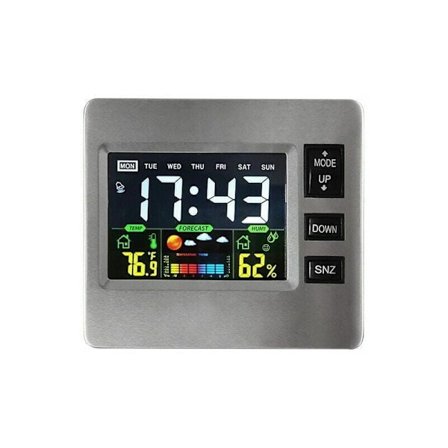 Trådløs digital vejrstation med farve LCD-display til vejrudsigt med indendørs sensor, temperatur og luftfugtighed