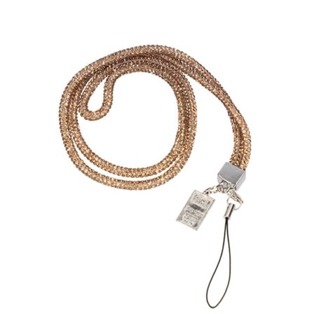 Full diamond tag goddess lanyard Gold