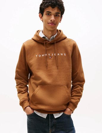 Tommy Jeans Tjm Reg Linear Logo Hoodie Ext - Brown - M