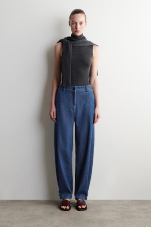 COS Women's Denim Tulip Trousers in Blue