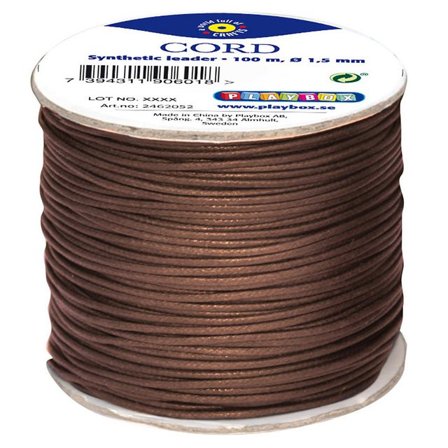 PLAYBOX Snöre konstläder brun 100 m - Lyreco - Skola och förskola - Hobbymaterial - Tråd, snöre och snodd