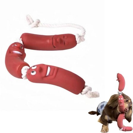 Hundelegetøj, Hundereblegetøj, Pølseformet Hundelegetøj, Hunde tyggelegetøj, Kedsomhedsbekæmpelse, Sjovt tyggelegetøj, Holdbart og bidebestandigt, Til