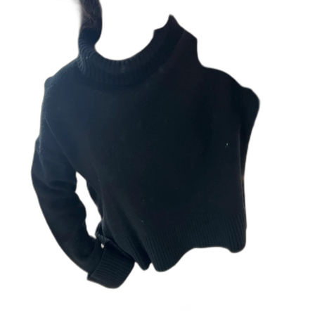 Svart polotröja med ribbade detaljer