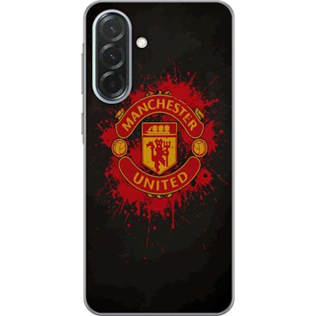 Kompatibelt Mobildeksel til Samsung Samsung Galaxy A36 Manchester United logo i rød og gul farge med røff sportslig bakgrunn
