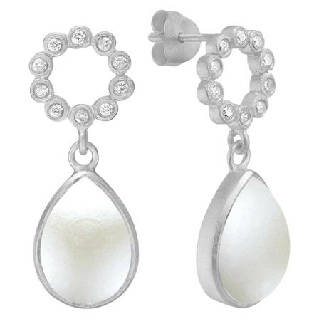 Frk. Lisberg, Cherie ear stud pearl silver Wit, Dames, Maat:ONE Size