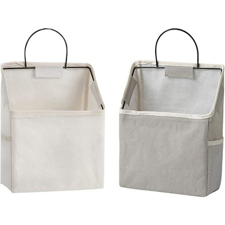 Seinälle ripustettava järjestelijä 2 kpl pellava-puuvillakangas säilytyspussi ripustettava