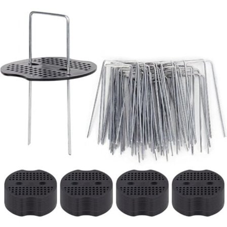 50 Hageplugger Med Skiver, Festepinner i Galvanisert Stål for Duker, Festeklips for Jorddekke, Galvaniserte Plugger/NC/