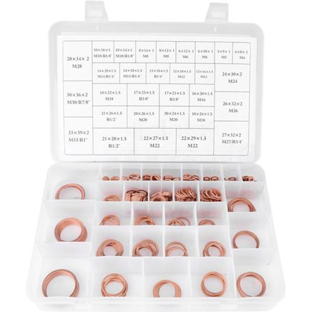 570 stk. Kobber Skiver Sæt 30 stk. med Plastikboks