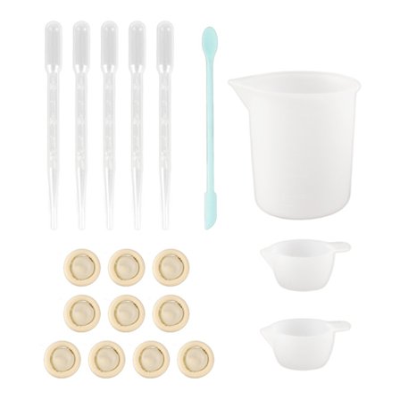 Silikone Målebæger Spatel Fingerhandsker Pipetter Epoxy Resin Blandingsværktøj Sæt 19 stk Blå Håndværk