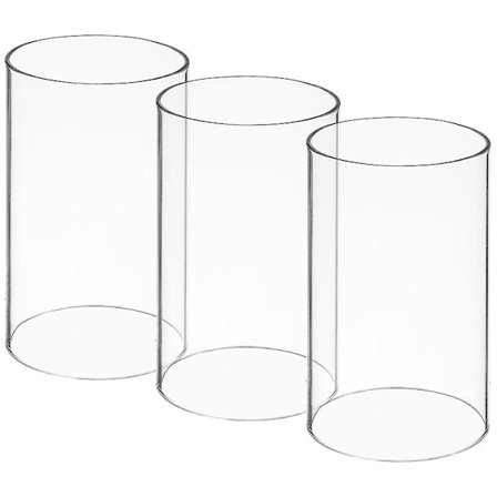 3 stk. Vindtette Glassylindere Kompatible med Lys, Åpne i Begge Ender