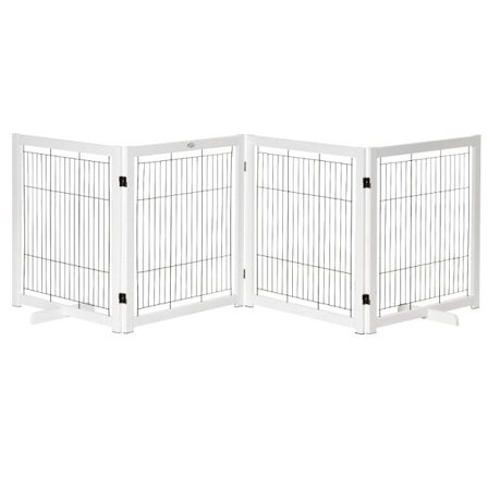 Rootz Pet Gate - Trælåge - Hundeport - Sikkerhedslåge - Hvid - 305 x 35,5 x 82 cm