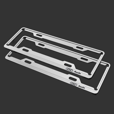 To bilers kulfiber aluminiumlegering licensrammer-【Audi/nummerpladekasse/blå kort special】