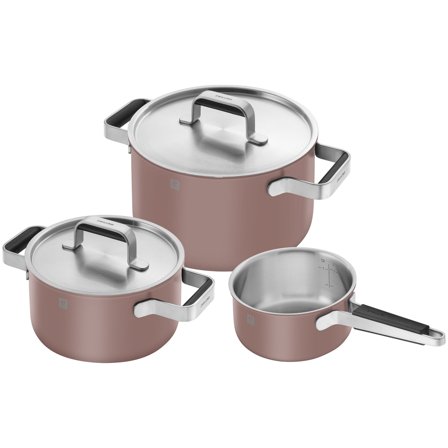 Zwilling Pure grytset 3 delar + 2 lock, rostfritt stål, rosa | Matlagning > Kokkärl & Stekpannor > Grytset & Kastrullset | Bagaren och Kocken