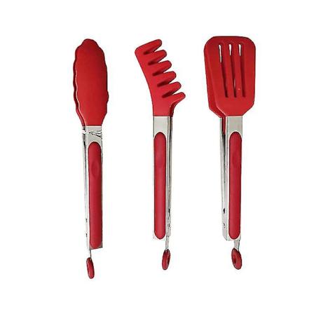 3 kpl ruostumattomasta teräksestä valmistettuja pihdejä silikonikärjillä, 9 tuuman tarttumattomia pihdejä keittiön BBQ-ruoanlaittoon, grillaukseen, 