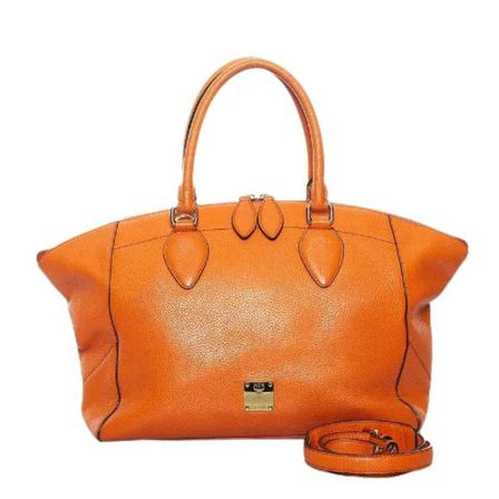 MCM Pre-owned, Pre-owned Leather handbags Oranje, Dames, Maat:ONE Size