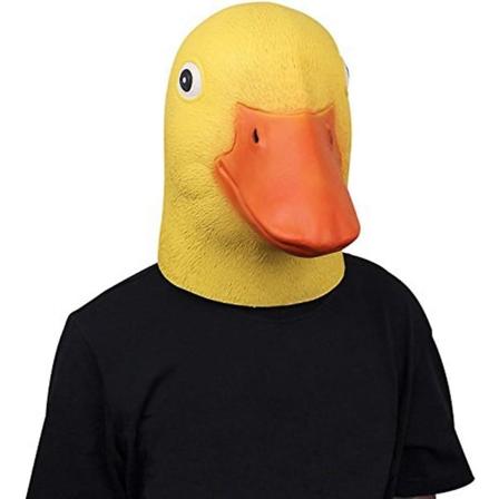 Ankhuvudmask, Halloween Novelty Deluxe Animal Head Mask, Latex söt gul ankamask för maskeradspel (gul)